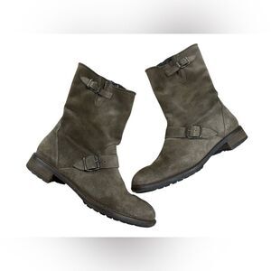 Paul Green boots buckle suede biker riding  sz 6.5 gray 9 US B9